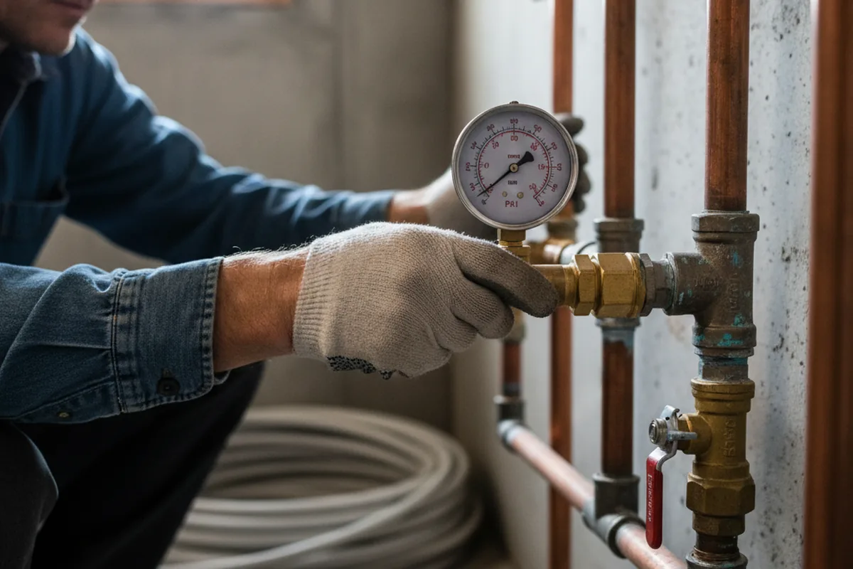 Pressure testing a repaired line during Water Line Repair in Haines City